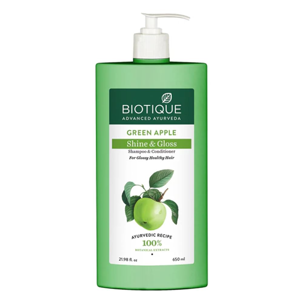 Biotique Green Apple Shine & Gloss Shampoo & Conditioner| Promotes Healthy, Shiny and Glossy Hair | Nourishes Scalp | Makes Hair Soft & Smooth |100% Botanical Extracts| All Skin Types | 650ml-image-48