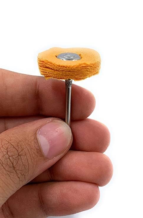EPITECH MART Mounted Muslin Cloth Buff Yellow 10pcs for Polishing/Buffing/Cleaning for Dremel Rotary Tool, Micro Hand Motor, Polishing Motor for Jewellery Making, Watchmaking, Model Making 2
