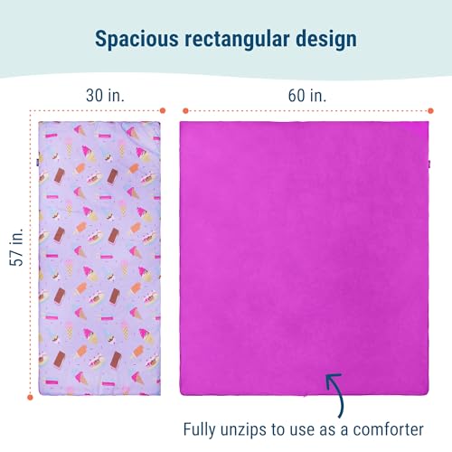 Image of Wildkin Kids Sleeping Bag - Roll-Up Design with Storage Bag for School, Travel & Camping - Sweet Dreams
