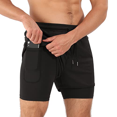 Superora Herren Laufshorts Kompressionsshorts Gym Fitness Workout 2 in 1...