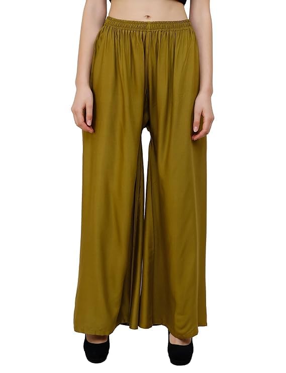 ARYANSH Shoppe Rayon Palazzo for Girls | Traditional Ethnic Wear Palazoo for Women Stylish Latest | Relaxed Fit Bottom Wear Casual Palazo for Woman & Girls Color, Size XXL,(Mehandi Green)-picture-49