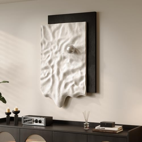 Troartos 3D Textured Black and White Abstract Wall Art for