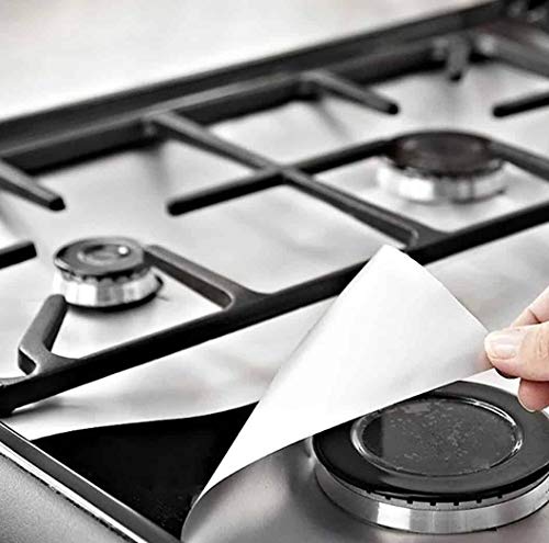 Kochfeld Protector (2 x 27x27cm, Silber Universal Brandschutz Unterlage waschbar für Gas Brenner, UVM. Silber