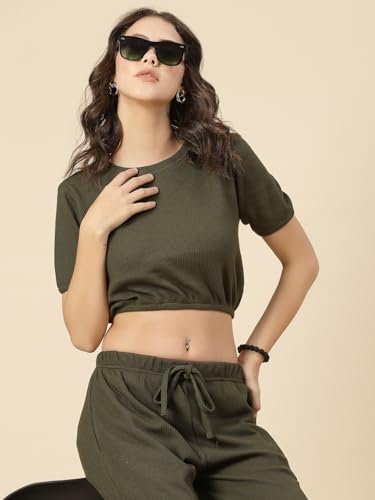 Image of Rigo Cotton Co-ord Set for Women | Round Neck, Slim Fit Tracksuit Co-ords Set for Women | Stylish Dresses for Women | Casual Wear, Beach Wear, Vacation Wear Outfit for Women