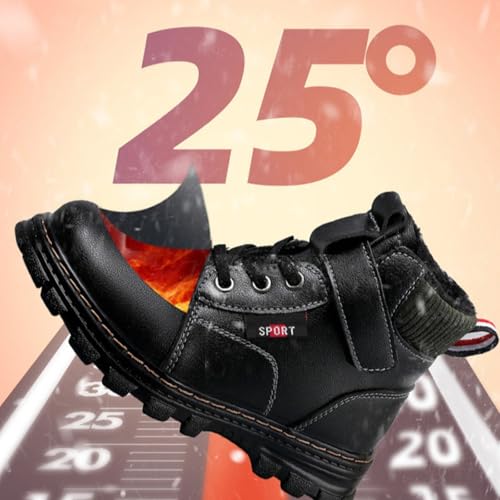 Boys Winter Boots – Warm Fleece Lined, Thick Sole Boys Size with Magic Tape | Kids Work Boots for Outdoor & Casual4