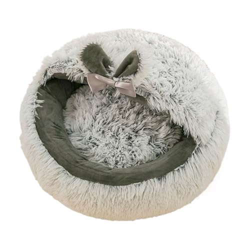 Cuccia per Gatti con Tana - Cuccia Rotonda con Cappuccio Rilassante | Caldo Rifugio Antiscivolo per Inverno Cuccioli Animali Domestici | Casa per Gattini Piccoli Cani Camera da Letto