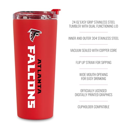 Image of Rico Industries NFL Football 24oz Stainless Steel Tumbler with Lid and Dual Functioning Lid