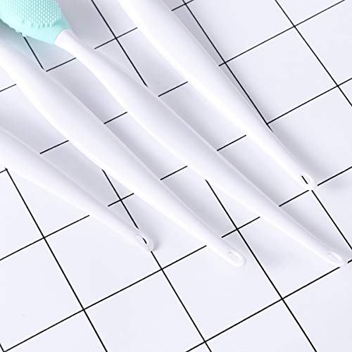 Popetpop Escova de dentes para cães dupla face com cabo longo curvo de silicone macio escova de dent