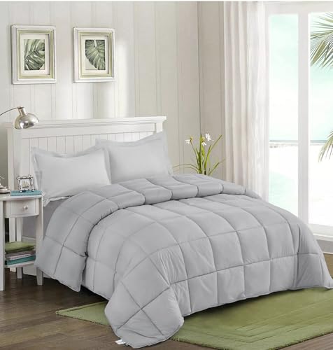 Image of Quilt for All Season 150 GSM Comforter Duvet /Ac Blanket King Size Bed Soft Microfiber Lightweight (90 inch X 106 inch Inches) - King Size Bed Comforter - Silver Grey Color