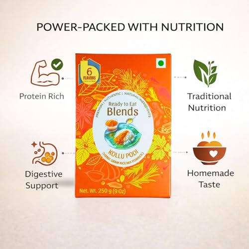 Image of 6Flavors Kollu Podi Powder 250g | Horse Gram (Kulthi) Podi Masala | Protein Rich South Indian Chutney Powder for Idli, Dosa & Rice | High Fiber, Weight Management Support | Traditional Podi Mix