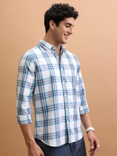 Image of Highlander Men's Slim Fit Check Shirt | Full Sleeves | Spread Collar | Casual Shirts for Men
