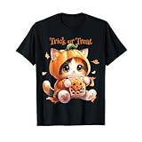 ハロウィン 猫 ラーメン 猫 ネコ カワイイ ボバ アニメ オタクガール Tシャツ