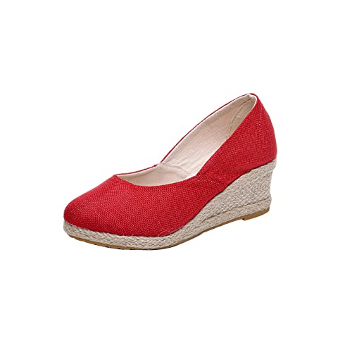 NUSGEAR 2023 Sandalias Mujer Plataforma Alpargatas de Cuña Comodas Zapatos Tacón Esparto Sandalias vestir Espadrilles Moda Casual Forrado de Yute Pala Cerrada Primavera Otoño Verano