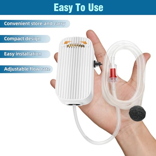 Image of Quiet Aquarium Air Pump 4.5W Fish Tank Oxygen Aerator Pump with Air Stone Airline Tubing Check Valve Aquarium Bubbler for 20-70 Gallon Fish Tanks