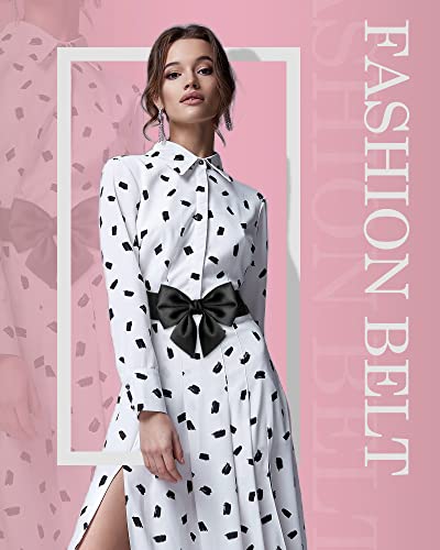 2 Pcs Bow Bow Belt with Elastic Design for Dresses Vintage Stretch Cinch Belts, Ideal as Party Dress Accessories2
