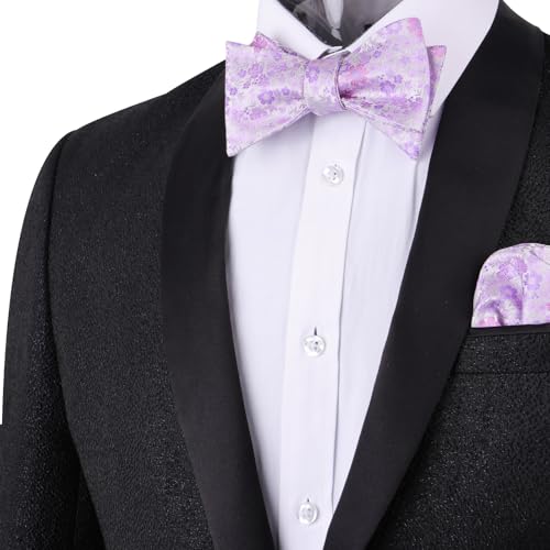 Image of Alizeal Mens 2pcs Floral Self-tied Bow Tie Pocket Square Set