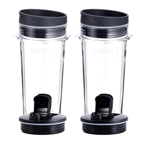 2 Piezas vaso de 16 OZ con cuatro tapas para licuadora miniatura 1
