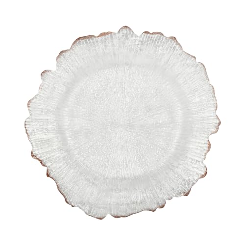 Platos Decorativos Transparentes 12.6 in Borde Oro Rosa, Pack 25 miniatura 1