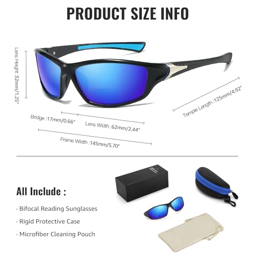 Image of Myiaur Bifocal Reading Sunglasses for Men Women, Wrap Around Sun Readers UV400 Protection for Sports Driving Fishing