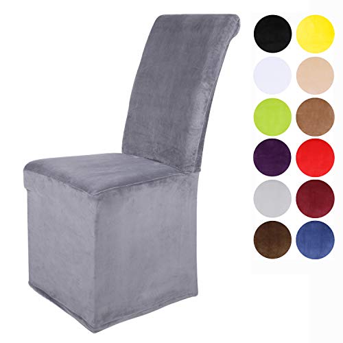 Colorxy Velvet Stretch Chair Covers for Dining Room, Soft Removable Long Solid Dining