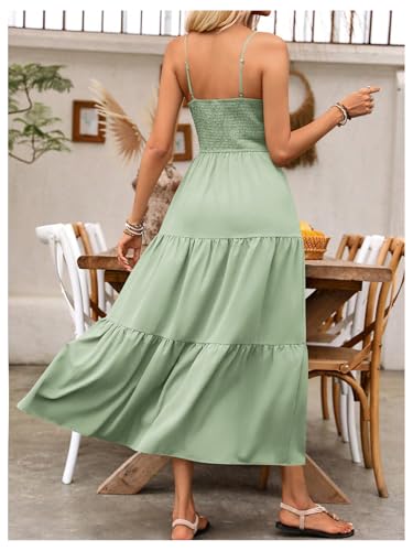 Image of BEAUDRM Women's Summer Maxi Dresses Boho Summer Wedding Guest Dress Beach Vacation Outfits Cruise Flowy Milkmaid Sundresses