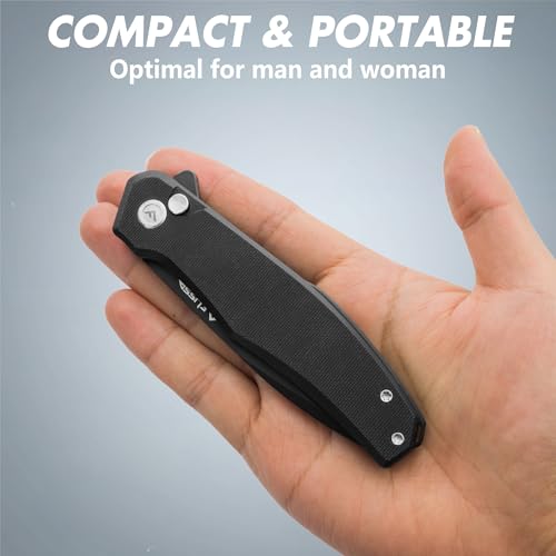 Flissa F014066AJ Folding Pocket Knife, 4.5 Inch G10 Handle Edc Knife With D2 Steel Blade, Button Lock And Pocket Clip, Tactical Knives thumb #4