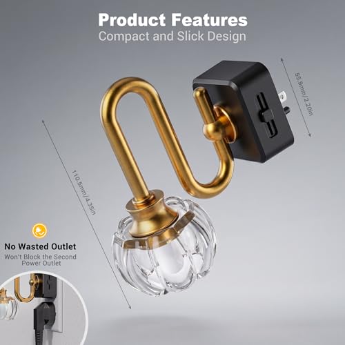 Image of JandCase Night Light, Night Lights Plug into Wall, Glass LED Nightlight | 0-100LM Dimmable Flower Nightlights, Dusk to Dawn Sensor, 1W Vintage Pumpkin Nite Light for Bathroom Hallway Decor, 1 Pack