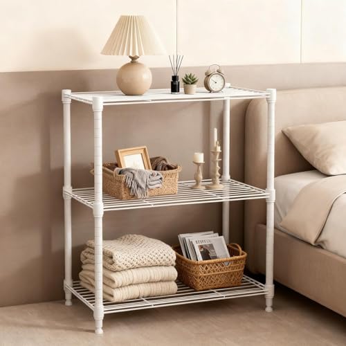 Image of M MZG 450 lbs Wire Storage Shelving 3-Tier Utility Shelving Unit Steel Organizer Wire Rack for Home,Kitchen,Office,White (11.8 inch D x 17.7 inch W x 26.4 inch H)