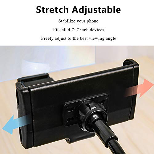 Newseego Lazy Phone Holder with 8'' Phone Screen Magnifier, Universal Gooseneck Phone Stand Holder Long Arm Mount & Phone Screen Amplifier with Magnifying Glass for All Smartphones-Black - Thumbnail 7