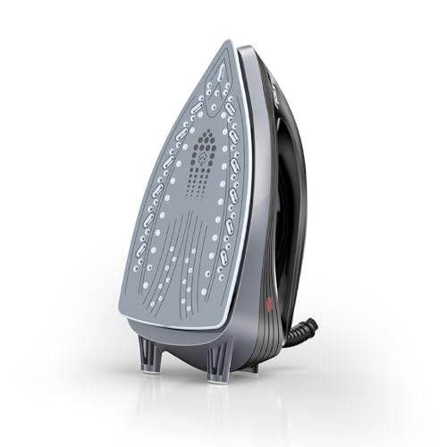 Image of Sundu 1500W Steam Iron with Ceramic Soleplate & Auto-Off for Clothes | 1500W, burst of steam, self-clean, anti-calc, anti-drip, 300ml water tank, green color, ideal for all fabrics.Black