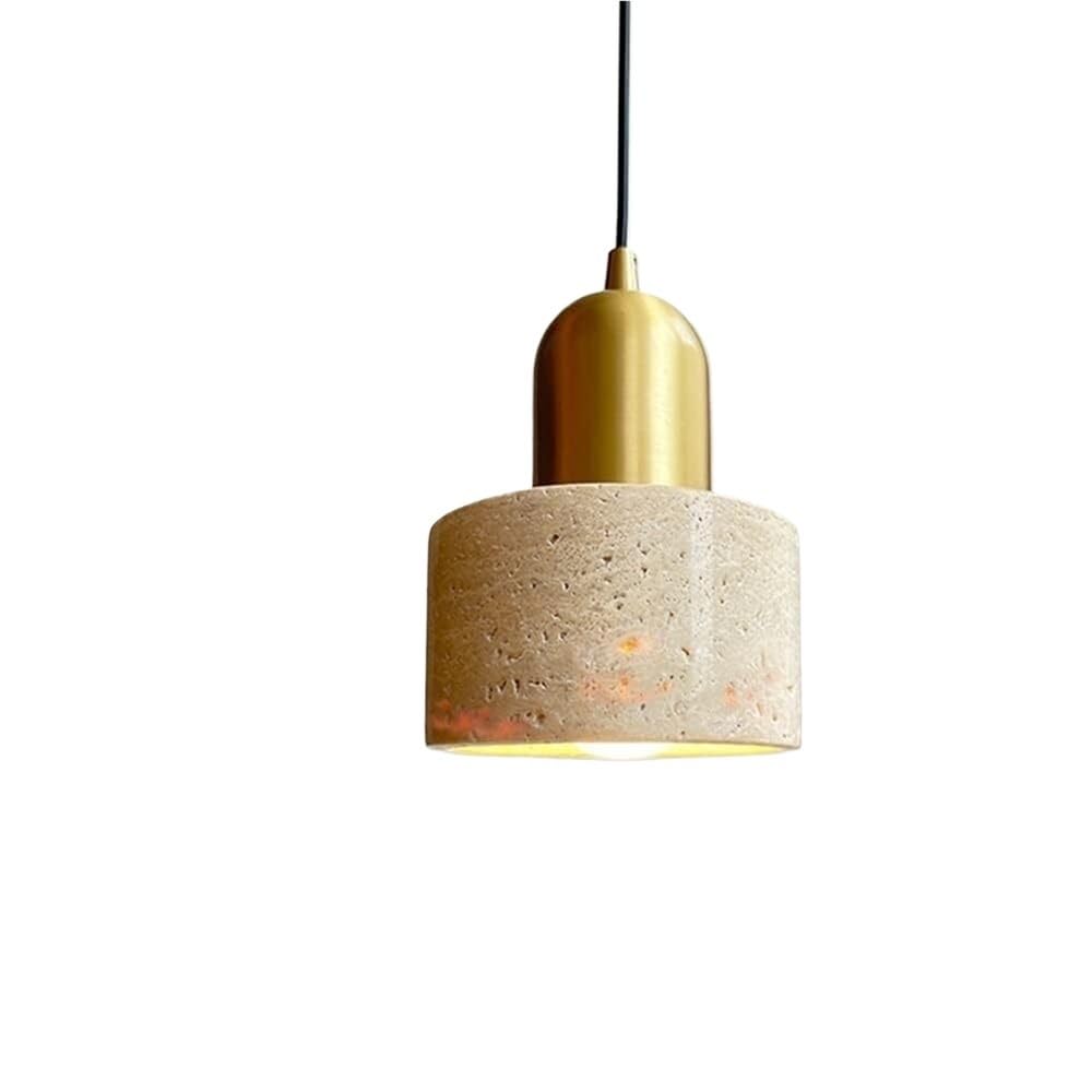 Modern Natural Stone Pendant Light Yellow Travertine Mini Pendant Lamp