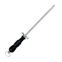 Chaira Assador,Afiador de Facas 29 cm, Cabo em Polipropileno, Lâmina em Aço Inoxidável, para Churrasco e Cozinha (Preto)