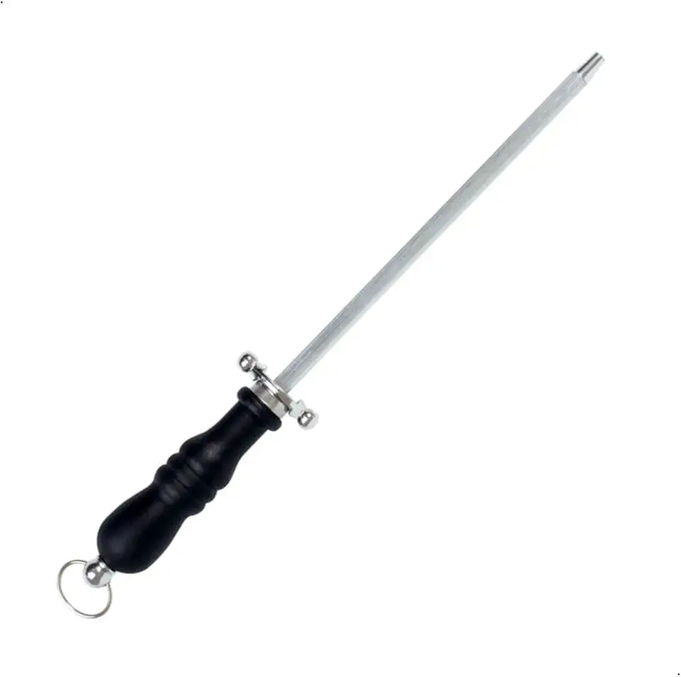 Chaira Assador,Afiador de Facas 29 cm, Cabo em Polipropileno, Lâmina em Aço Inoxidável, para Churrasco e Cozinha (Preto)