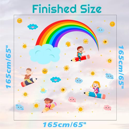 Vinilos decorativos infantiles arcoíris sol y nubes 12 piezas miniatura 4