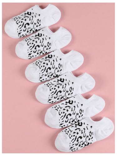Image of WDIRARA Women's 6 Pairs Leopard Print Low Cut Socks No Show Socks