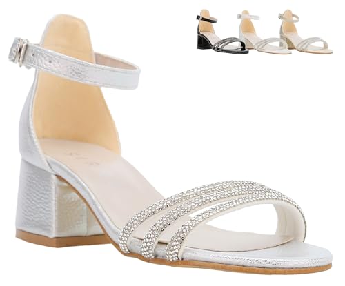 Sandales pour filles avec strass et talons épais chaussures habillées enfant