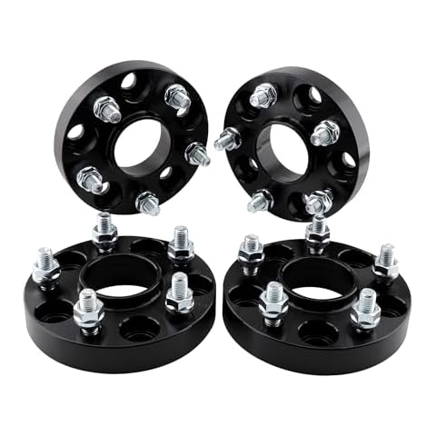 ZY WHEEL 5x4.5/5x114.3 Hubcentric Wheel Spacers 1'' Compatible for Honda Accord Civic CRV Element Integra Odyssey Acura CSX ILX TSX 64.1mm Bore 12x1.5 Studs Black 25mm 4pcs Cover