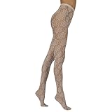 Sarah Borghi Rakel Collant Donna Fantasia, Calze a Rete con Fantasia Floreale, Made in Italy (avorio, 3/4)