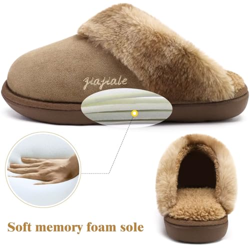 jiajiale Women's Memory Foam Slippers Ladies Slip On Arch Support Suede Scuff Slipper Cozy Fuzzy Faux Fur Winter House Shoes Indoor Outdoor4