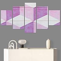 SIGNWIN 5 Panel Canvas Wall Art Abstract Colorful Geometric Hallway Minimalist Mixed Media Multicolor Patterns for Home Decorations Ready to Hang - 60