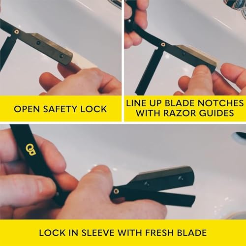 The Beard Club Straight Razor for Men - Navajas Para Barbero - Barber Straight Edge Razor Kit - Single Derby Blade Cutthroat With 5 Replaceable Stainless Steel Blades - Black - image 5
