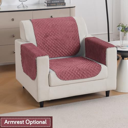 Image of HOKIPO Quilted Sofa Cover for 1 Seater for Seat & Back, 'Quilt Classic' Pink (IN-925-ONION*2)
