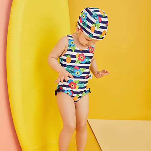 Image of Baby Girls One Piece Swimsuit Yellow Swimwear Fruit Pineapple Bathing Suit Summer Beach Wear with Ruffle Butt