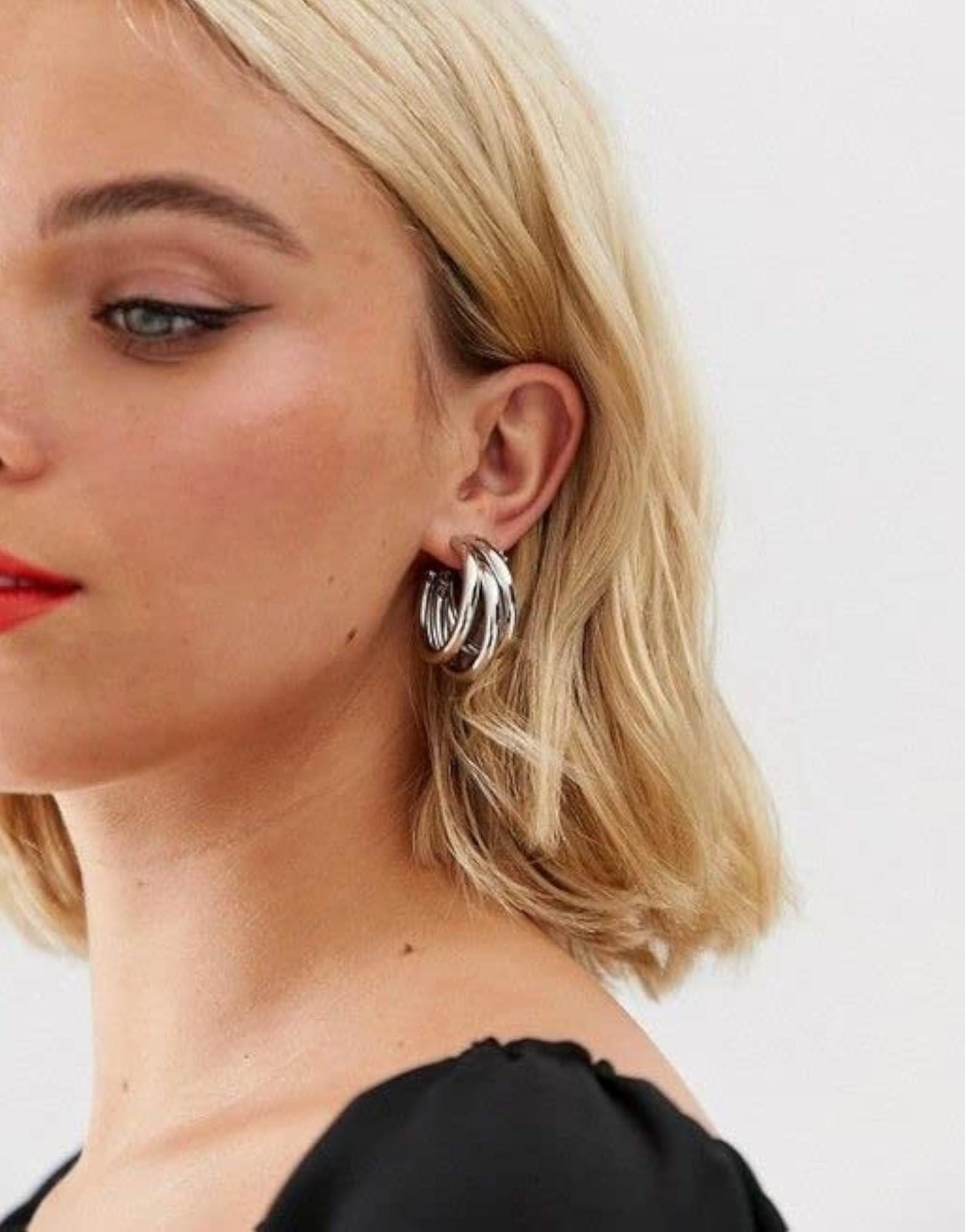 Silver Combo Triple Hoop Earrings Set