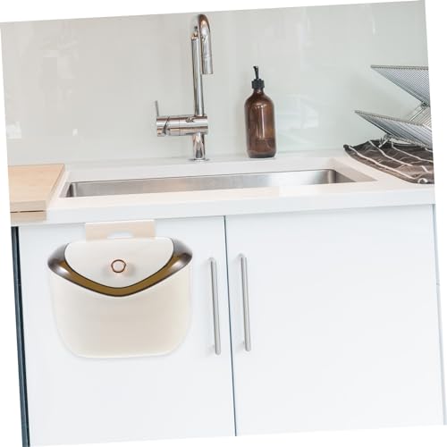 Bote de basura colgante de plástico blanco con tapa miniatura 7
