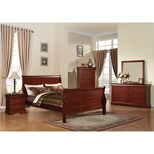 acme Furniture Louis Philippe III 4-Piece Cherry Bedroom Set Queen