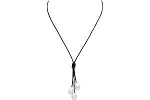 PearlyPearls Long Freshwater Cultured Pearl Necklace Featuring a Pendant on Leather Cord...