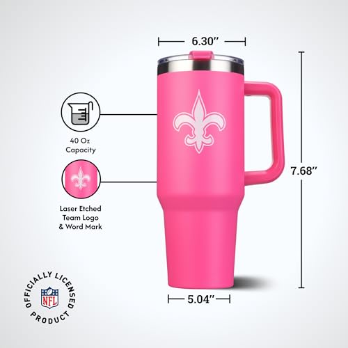Image of The Memory Company Officially Licensed NFL - New Orleans Saints 40oz Pink Game Day Tumbler with Team Logo