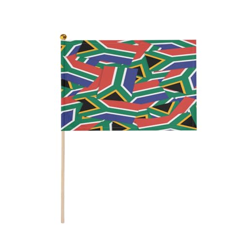 1 Pack South Africa South African Flag Handheld Small Banner with Wood Stick Double-sided Hand Held Flags 5.5x8 inch Reusable Decorations for Desk Wedding Party Garden Outside Sports Celebrations
