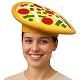 ArtCreativity Funny Pizza Hat, Fun Halloween Costume Accessory for Kids and Adults, Pizza Party Supplies Decorations, One Size Fits Most, Crazy Silly Hat with Felt Toppings and Plush Fabric